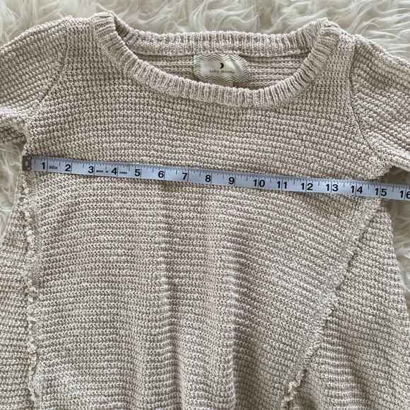 Ruby Moon Distressed Cream Fringe Sweater, size XS - Picture 5 of 7